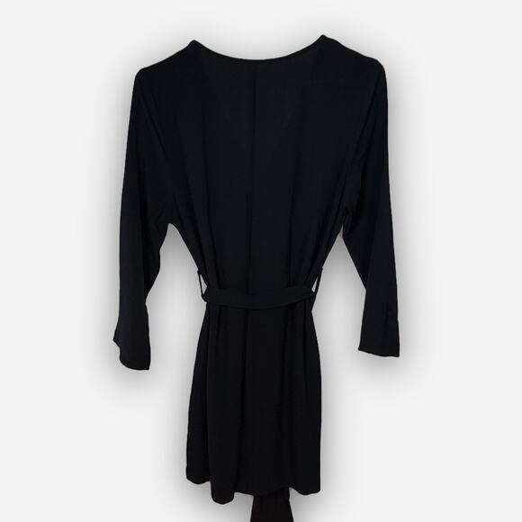 Entro Black Romper Women’s S Button Front Tie Waist 3/4 Sleeve One Piece Casual - Picture 3 of 16